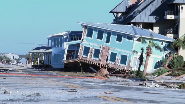 2018 - Wreckage left in the wake of Hurricane Michael is seen on the beaches of Panama City, Florida.