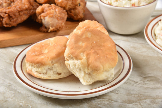 Fresh Biscuits With Fried Chicken