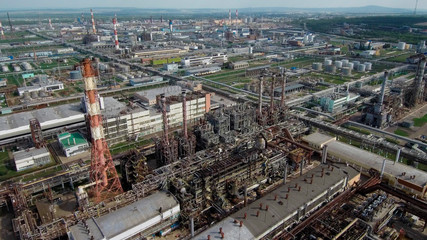 Gazprom neftekhim Salavat.  Aerial view of the petrochemical complex.