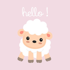 Little sheep cartoon say Hello.