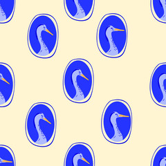 vector seamless pattern with cute heron. Great for wallpaper,backgrounds,gifs,surface pattern design,packaging design projects, stationary,fabric.