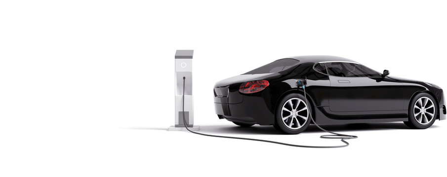 E-mobility, electric car charging battery. 3d rendering