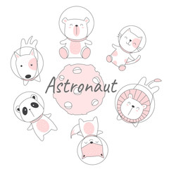 Cute baby animal cartoon hand drawn style,for printing,card, t shirt,banner,product.vector illustration