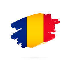 Flag of Romania. Vector illustration. Brush strokes