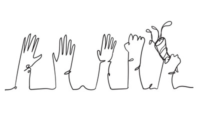 continuous line doodle hand applause gesture illustration