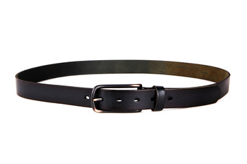 Fototapeta na wymiar Black color leather belt on background