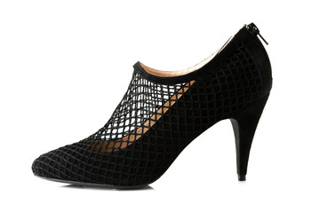 Black high heel fashion shoe on background