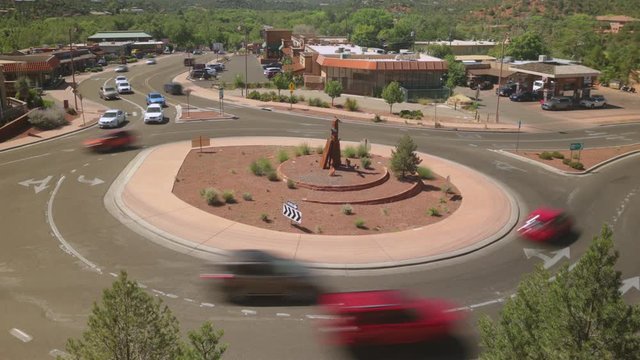 Traffic Roundabout Timelapse Zoom Out