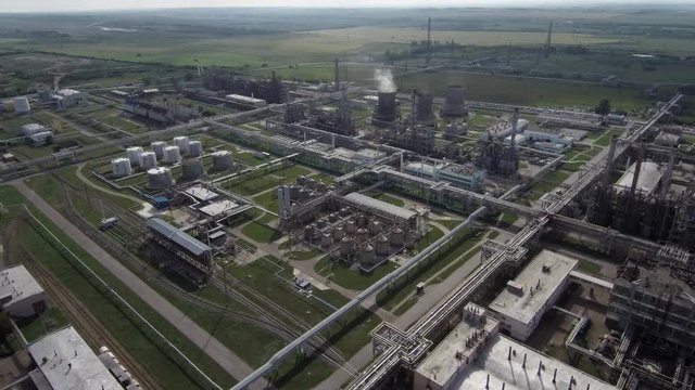 Gazprom neftekhim Salavat. Aerial view of the petrochemical complex.