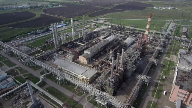 Gazprom neftekhim Salavat. Aerial view of the petrochemical complex.