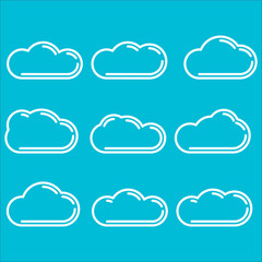 clouds set modern design creative outline vector