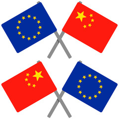 欧州旗と中国の旗