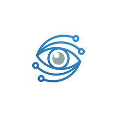 Digital eye logo design idea, vision icon - vector