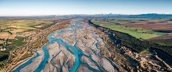 New Zealand Braided River - obrazy, fototapety, plakaty