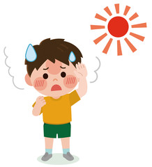 男の子　熱中症　Ⅰ度　イラスト