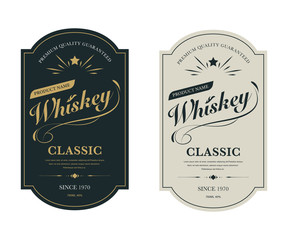 Vintage premium whiskey label banner badges set. Luxury decoration design. Collection banner.