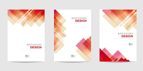 Design template for Brochure, Flyer or Depliant for business purposes. Red vector geometric abstract background with diagonal squares