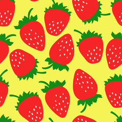 Strawberry seamless pattern. Clothing fashion design. Hand drawn fresh berry. Vector sketch background. Food print for dress, kitchen curtain or tablecloth. Doodle wallpaper