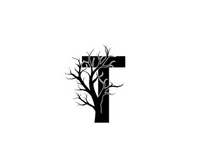 T Letter and Dead Branch  Logo Icon. 
