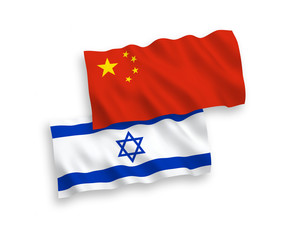 Flags of Israel and China on a white background