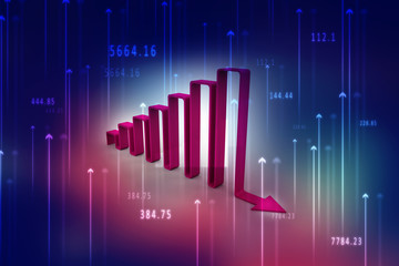 3d rendering Stock market online business concept. business Graph 