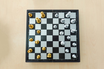 High Angle View Of Chess Board