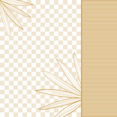 Postcard template with tropical leaves. Linear illustration. Vector background