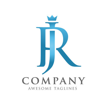 creative initial connected letters jr or rj logo monogram style