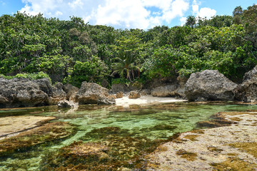 Philippines, Siargao Island, 22.July.2019.: Tourists visit magpupungko natural rock pools in Siargao, Philippines.