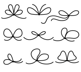 Vector illustrations of set of lace bows - obrazy, fototapety, plakaty