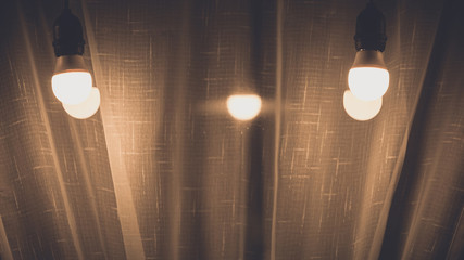 light bulb decor on curtain