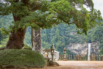 Nichi Falls as seen from the Kumano Nachi Taisha shrine. Wakayama Prefecture, Japan