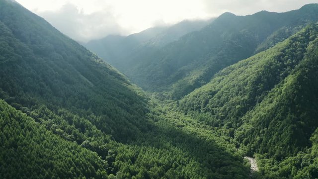 4k Aerial drone footage - Northern Japanese Alps, near Mt. Jonen.  Nagano, Japan