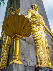 Detail of the fountain Hotmannspief in Aachen, North Rhine-Westphalia Germany from 1830
