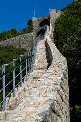 Fototapeta na wymiar Old wall, second longest in the world, in Ston, Croatia