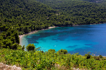 People enjoying summer on Vucine beach - Peljesac peninsula, Croatia