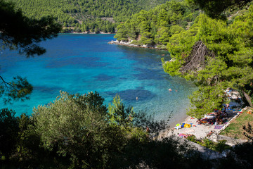 People enjoying summer on beach near Zuljana, Croatia