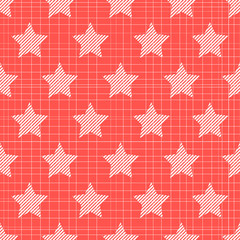 Seamless pattern pattern with stars on red background. Vector illustration