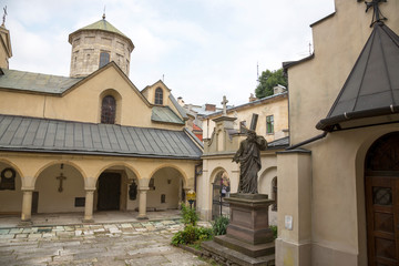 Fragment of the courtyard in Armenian Cathedral of Lviv