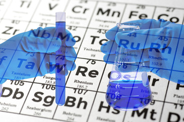 double exposure of science laboratory test tubes and periodic table
