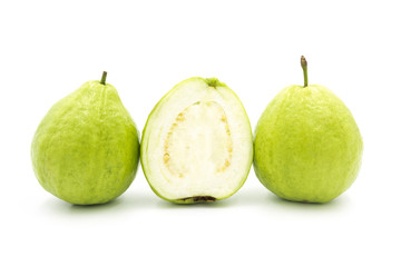 Fresh white sliced guava isolated on white background