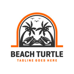 beach turtle logo design template