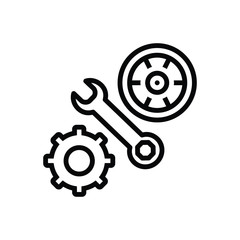 Black line icon for parts 