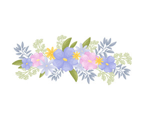 Lush garland of flowers. Vector illustration on a white background.