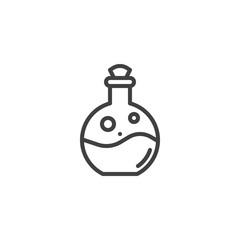 Poison bottle line icon. Chemical flask linear style sign for mobile concept and web design. Elixir bottle outline vector icon. Symbol, logo illustration. Vector graphics