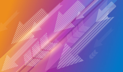Fototapeta premium Collection arrows oblique down with shades of Orange purple and blue background