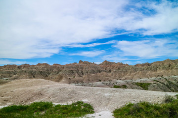 Rocky landscape of the beautiful Badlands National Park, South Dakota