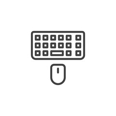 Computer mouse and keyboard line icon. linear style sign for mobile concept and web design. Wireless keypad and mouse outline vector icon. Symbol, logo illustration. Vector graphics