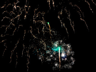 Flashes and sparks from fireworks isolated on black background