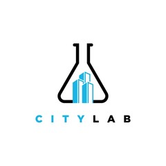 building with lab symbol logo design vector template.City lab logo inspiration	